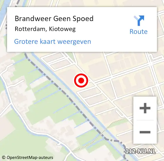 Locatie op kaart van de 112 melding: Brandweer Geen Spoed Naar Rotterdam, Kiotoweg op 28 april 2024 16:15