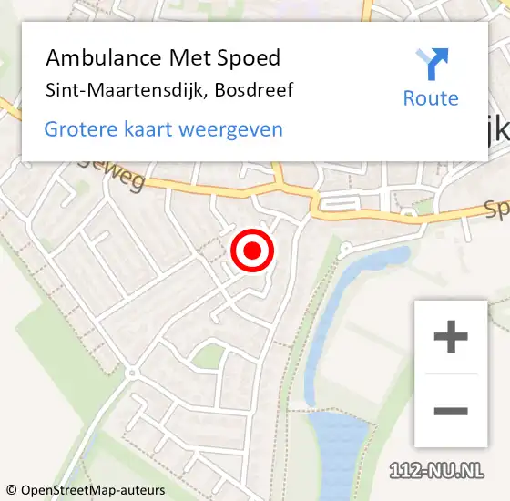 Locatie op kaart van de 112 melding: Ambulance Met Spoed Naar Sint-Maartensdijk, Bosdreef op 30 oktober 2014 18:53