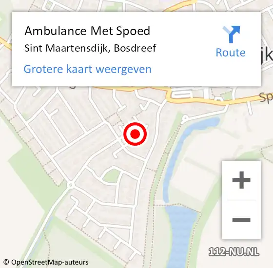 Locatie op kaart van de 112 melding: Ambulance Met Spoed Naar Sint Maartensdijk, Bosdreef op 28 november 2014 15:32