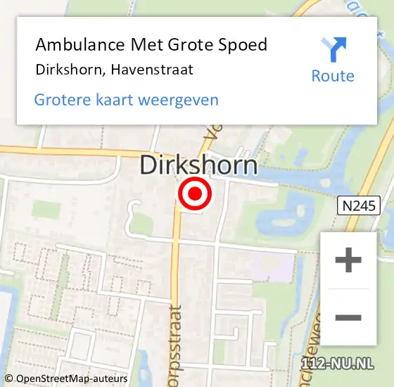 Locatie op kaart van de 112 melding: Ambulance Met Grote Spoed Naar Dirkshorn, Havenstraat op 25 november 2016 22:14