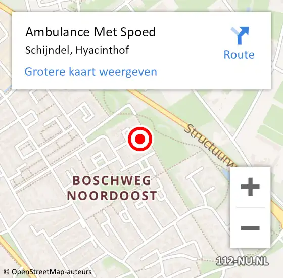 Locatie op kaart van de 112 melding: Ambulance Met Spoed Naar Schijndel, Hyacinthof op 7 januari 2017 15:55