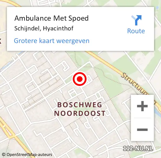 Locatie op kaart van de 112 melding: Ambulance Met Spoed Naar Schijndel, Hyacinthof op 4 maart 2017 20:46