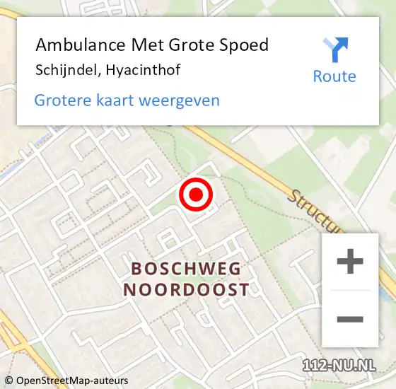 Locatie op kaart van de 112 melding: Ambulance Met Grote Spoed Naar Schijndel, Hyacinthof op 1 april 2017 00:28