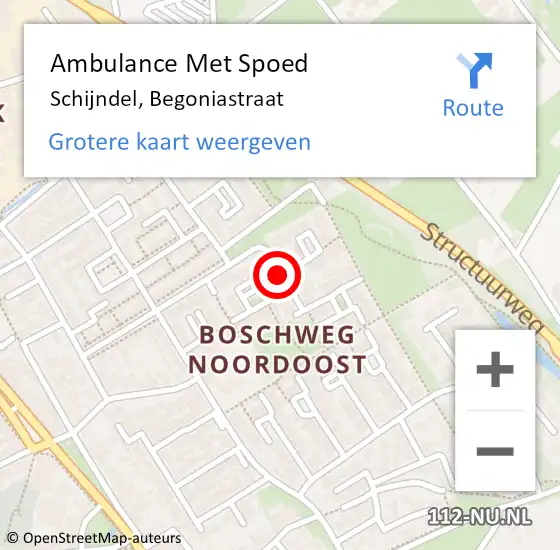 Locatie op kaart van de 112 melding: Ambulance Met Spoed Naar Schijndel, Begoniastraat op 14 juli 2017 20:21