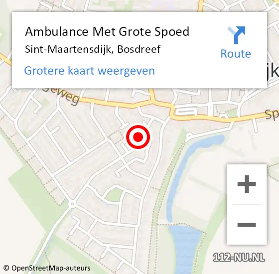 Locatie op kaart van de 112 melding: Ambulance Met Grote Spoed Naar Sint-Maartensdijk, Bosdreef op 27 december 2017 16:35