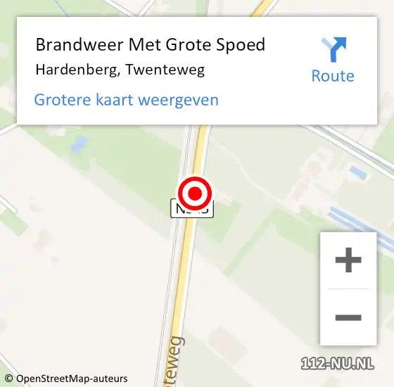 Locatie op kaart van de 112 melding: Brandweer Met Grote Spoed Naar Hardenberg, Twenteweg op 13 augustus 2018 15:27