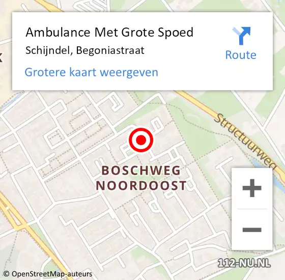 Locatie op kaart van de 112 melding: Ambulance Met Grote Spoed Naar Schijndel, Begoniastraat op 18 oktober 2018 20:54
