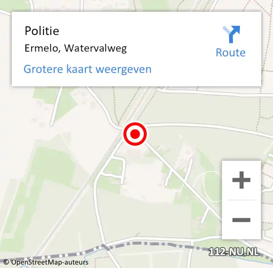 Locatie op kaart van de 112 melding: Politie Ermelo, Watervalweg op 29 juli 2020 21:16