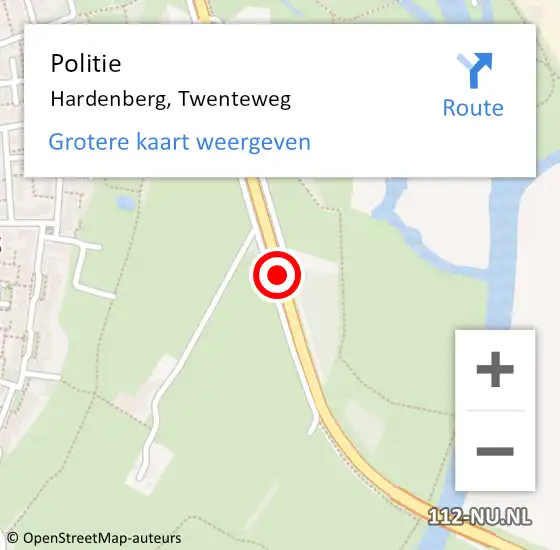 Locatie op kaart van de 112 melding: Politie Hardenberg, Twenteweg op 17 december 2020 08:20