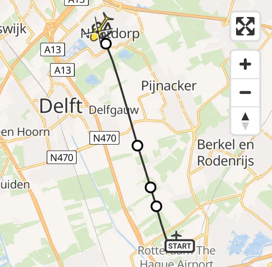 Vlucht Traumahelikopter PH-UMC van Rotterdam The Hague Airport naar Nootdorp op zondag 28 april 2024 7:43