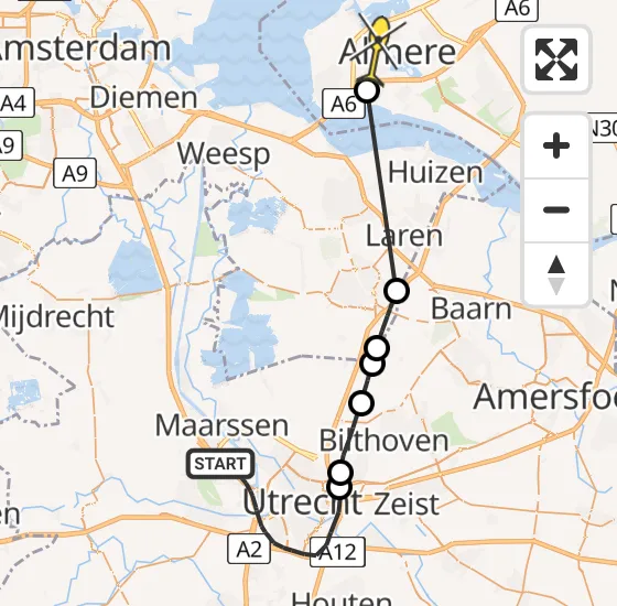Vlucht Politiehelikopter PH-PXA van Utrecht naar Almere op zondag 28 april 2024 10:20