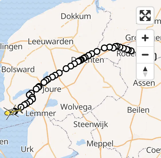 Vlucht Traumahelikopter PH-DOC van Groningen Airport Eelde naar Mirns op zondag 28 april 2024 15:41